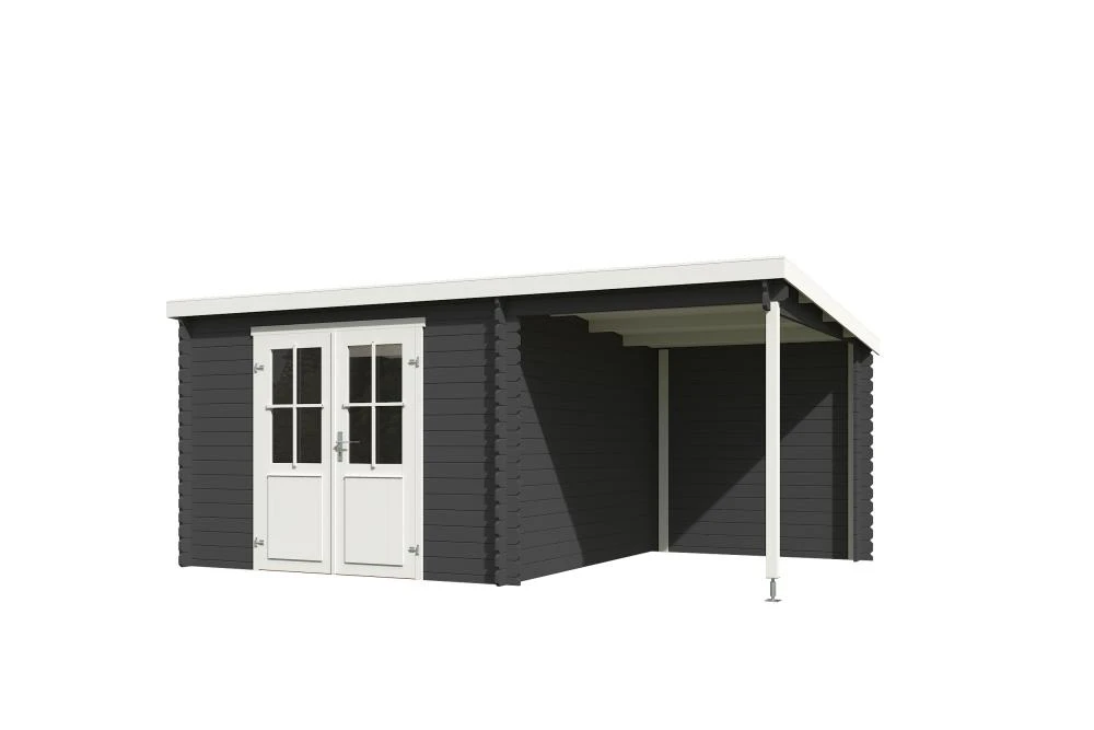 Outdoor Life Blokhut Tampa met Overkapping Carbon Grey-Wit 550 x 250 cm - Afbeelding 2